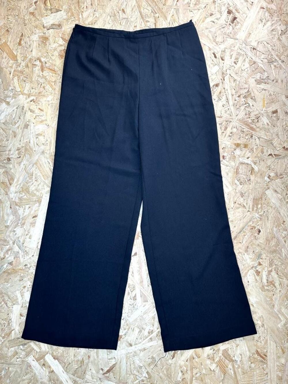 Requirements Dress Pants Womens 14 Black Wide Leg Side Zip Pleated Trousers